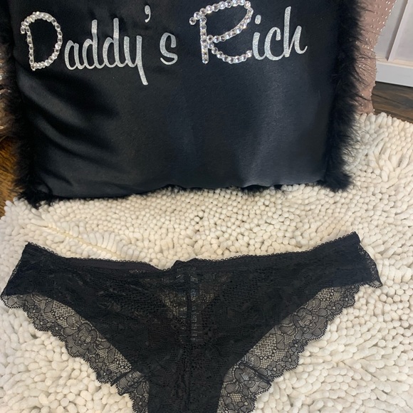 Dorian Black Panty with Full Lace Bottom & Bow accent in front - Size S - Picture 4 of 5